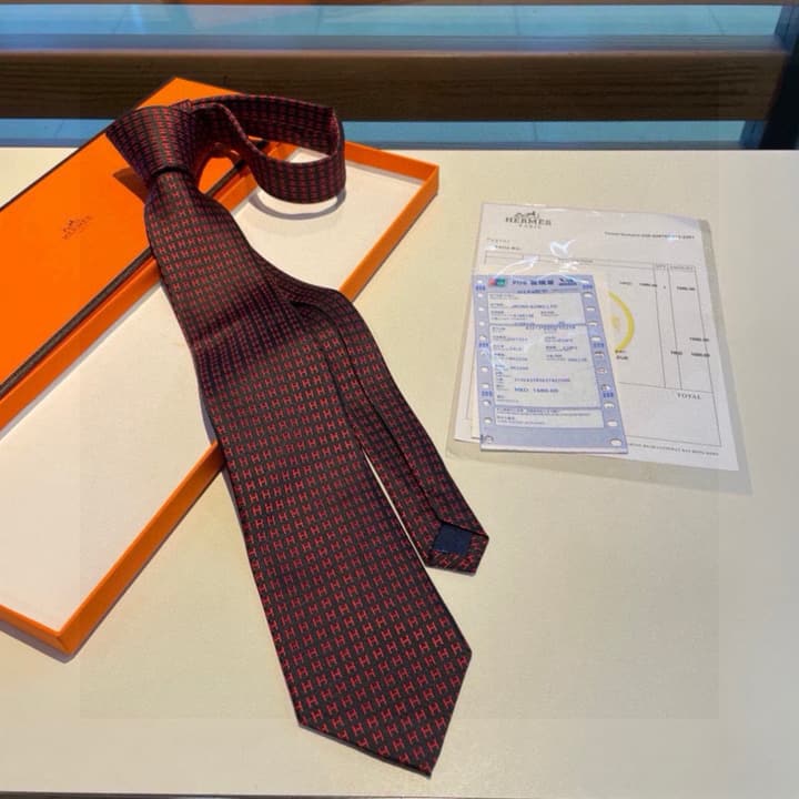 Hermès Men's H-Letter Silk Tie – New Collection in Burgundy