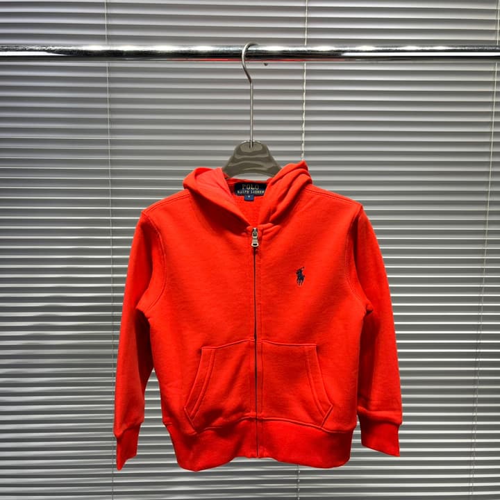 Ralph Lauren Thin Hooded Cardigan Jacket – Kids Collection in Bright Red Cardigan