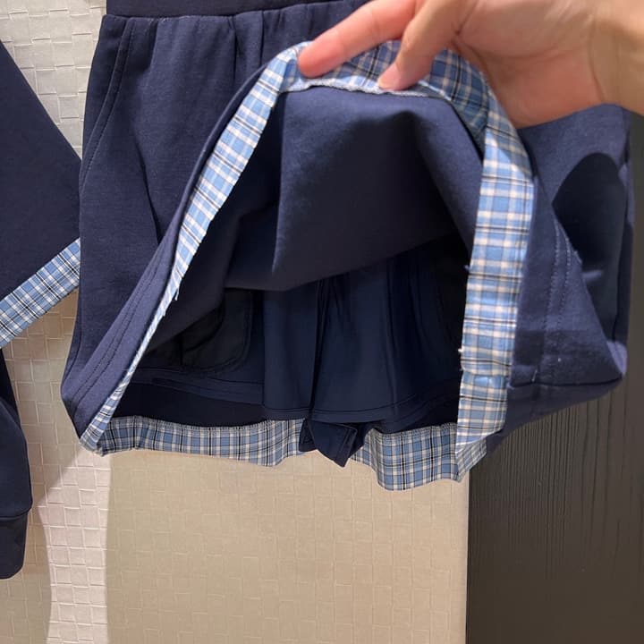 Miu Miu Plaid Polo Skirt Set in Blue