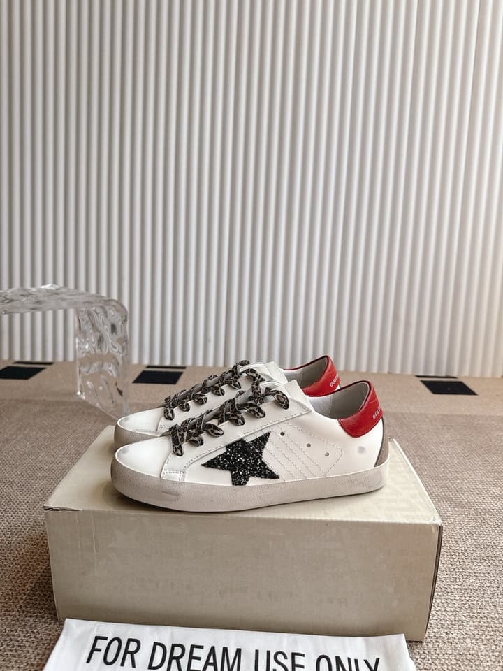 Golden Goose Distressed Leather Sneakers in Dark Green