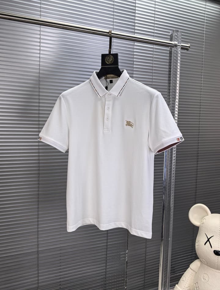 Burberry Embroidered Logo Piqué Cotton Polo Shirt – 2026SS in Dark Grey