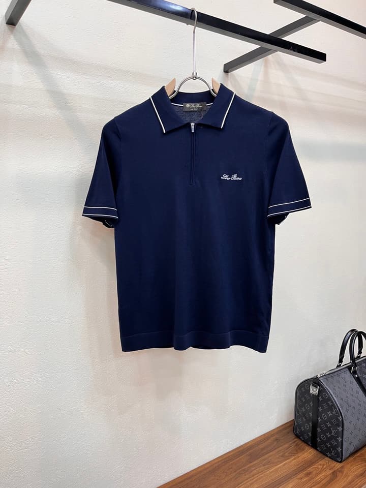 Loro Piana Minimalist Knitted Polo Shirt – 2026SS in Navy Blue