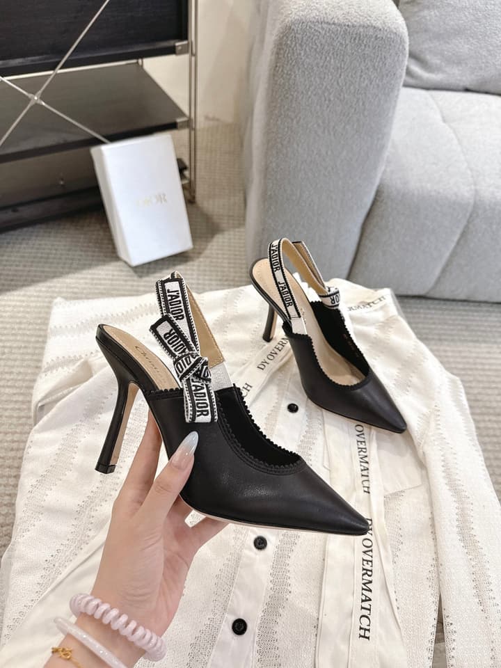 Dior J'Adior Patent Leather Kitten Heel Sandals in Classic Black Smooth Leather