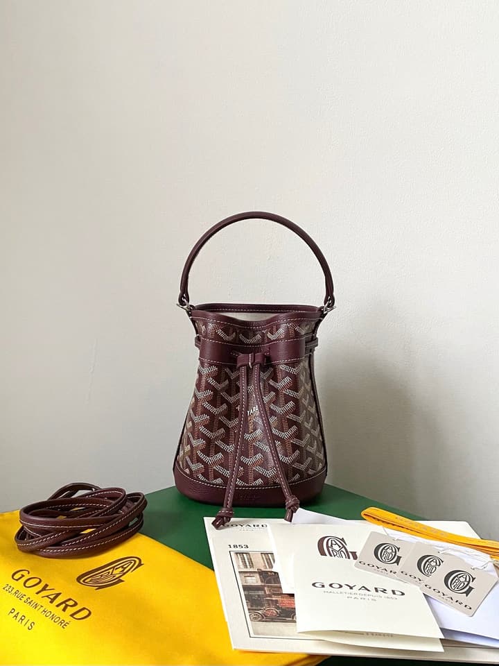 Goyard Petit Flot Mini Bucket Bag in Deep Wine Red