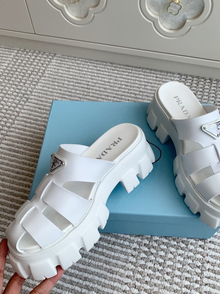 Prada Monolith Rubber Platform Mules in Black