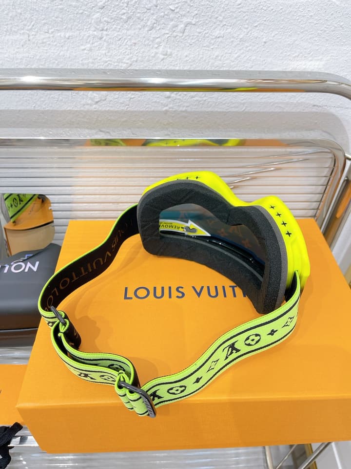 Louis Vuitton Ski Goggles in Blue Iridescent Lens With Red Frame