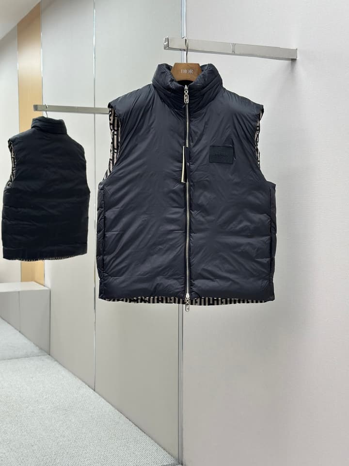 Fendi Reversible Down Puffer Vest – Stefano Pilati Series in Ff Stripes Pattern