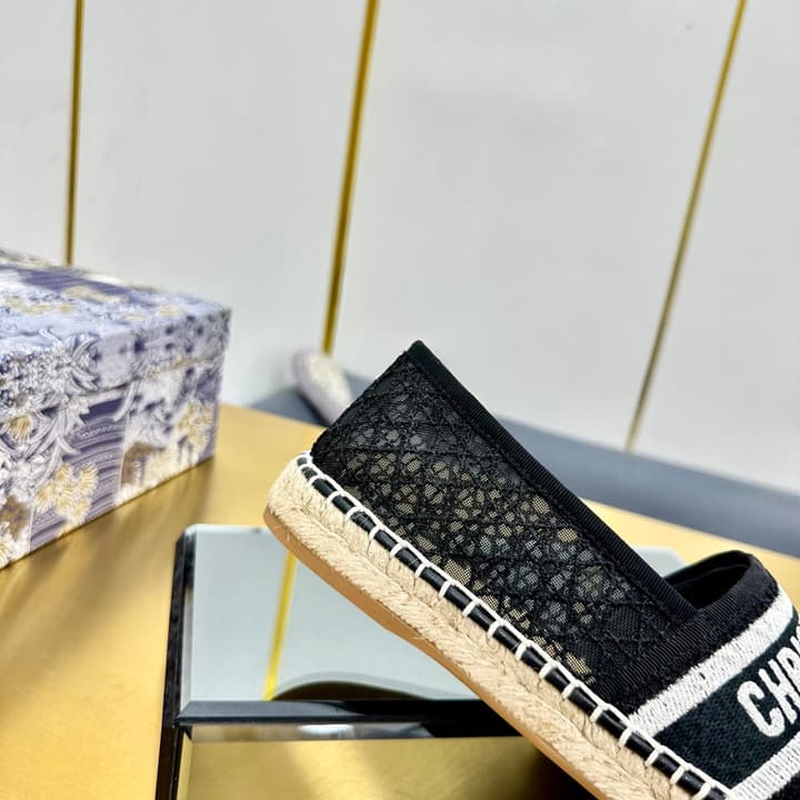 Dior Granville Embroidered Espadrille Flats in Beige/brown Oblique Pattern