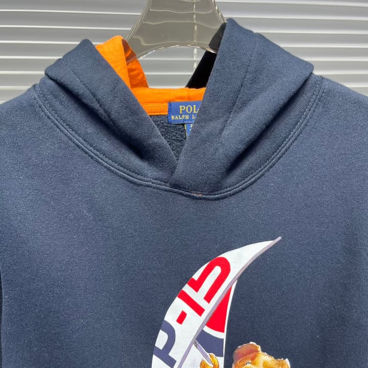 Ralph Lauren Bear Graphic Plush Lined Hoodie – Kids Collection in Dark Navy