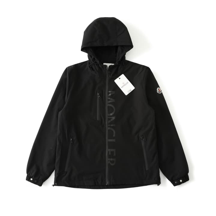 Moncler Classic Printed Hooded Windbreaker Jacket – SS24 Autumn Collection in Black