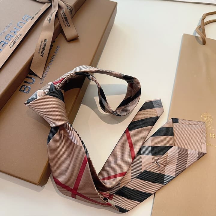 Burberry TB Monogram Silk Tie in Beige