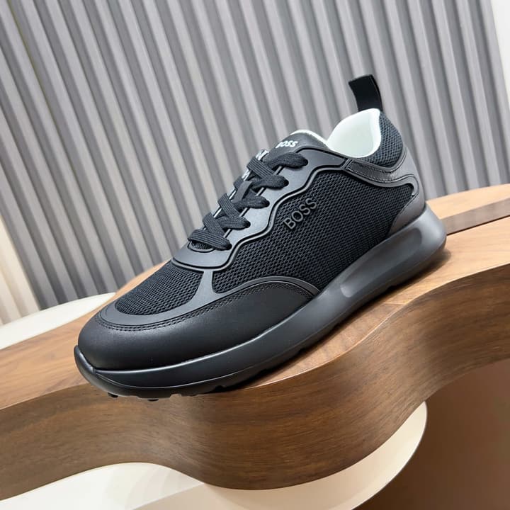 Boss Men's Knit and Leather Sneakers