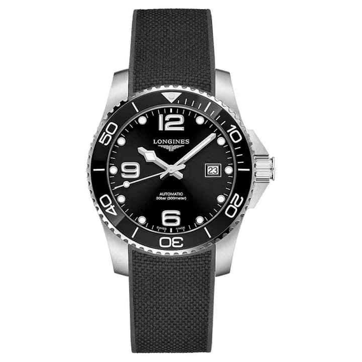 Longines Conquest Automatic Men's Watch 41mm in Black Dial With Black Rubber Strap