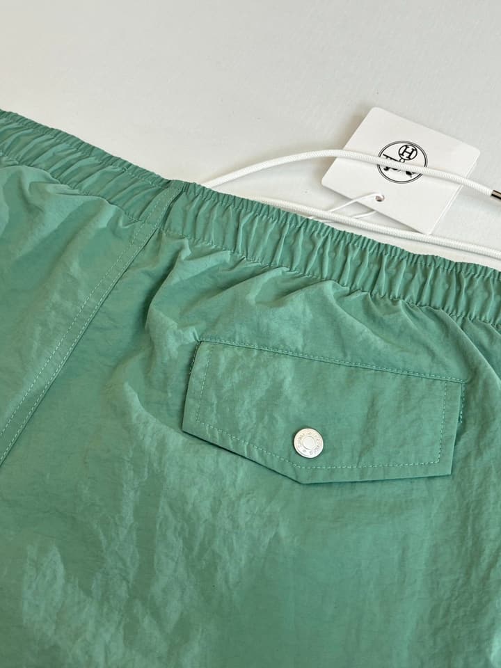 Hermès Embroidered Quick-Dry Beach Shorts in Mint Green