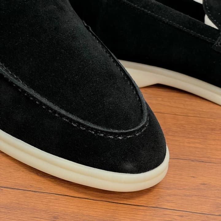 Loro Piana Suede Slip-On Loafers in Black Suede