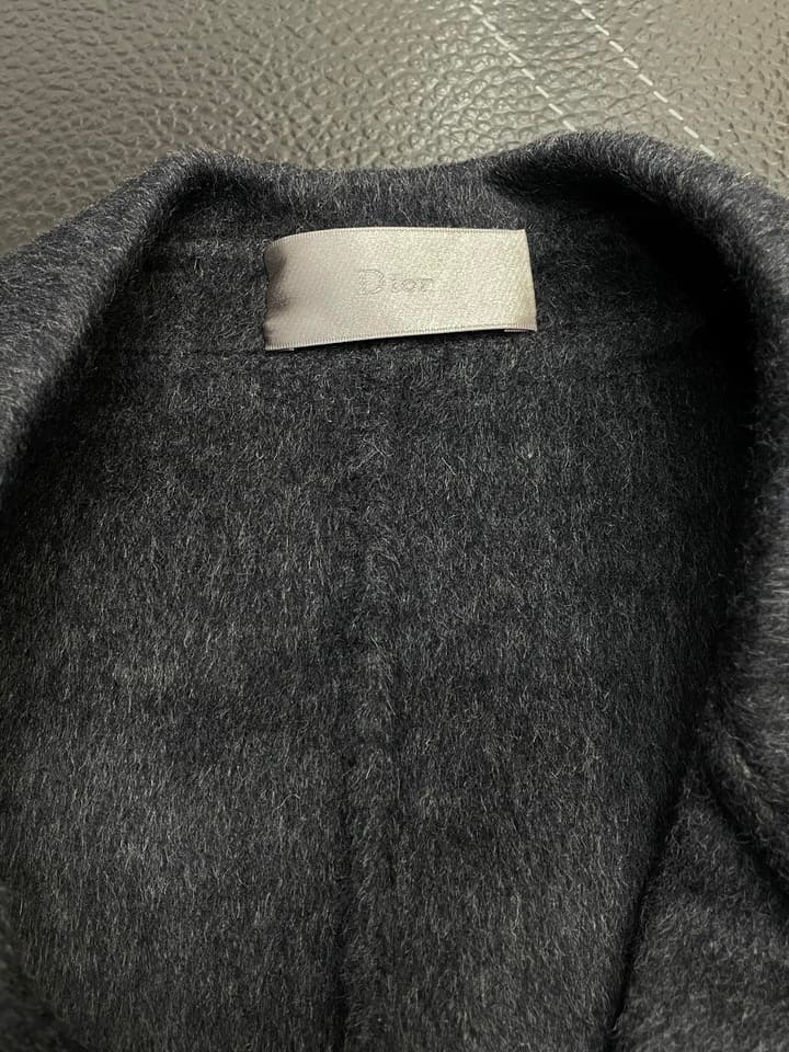 Dior Men's Wool Double-breasted Short Coat in Dark Charcoal Gray