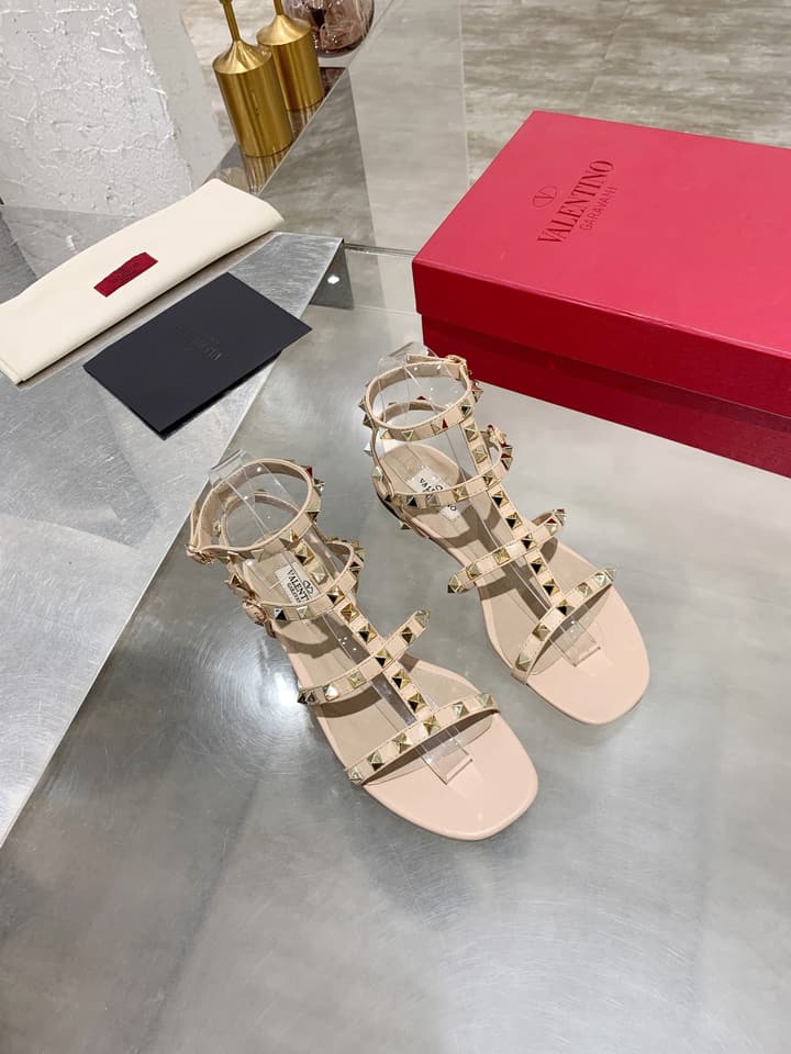 Valentino Studded Classic Block Heel Sandals in Black