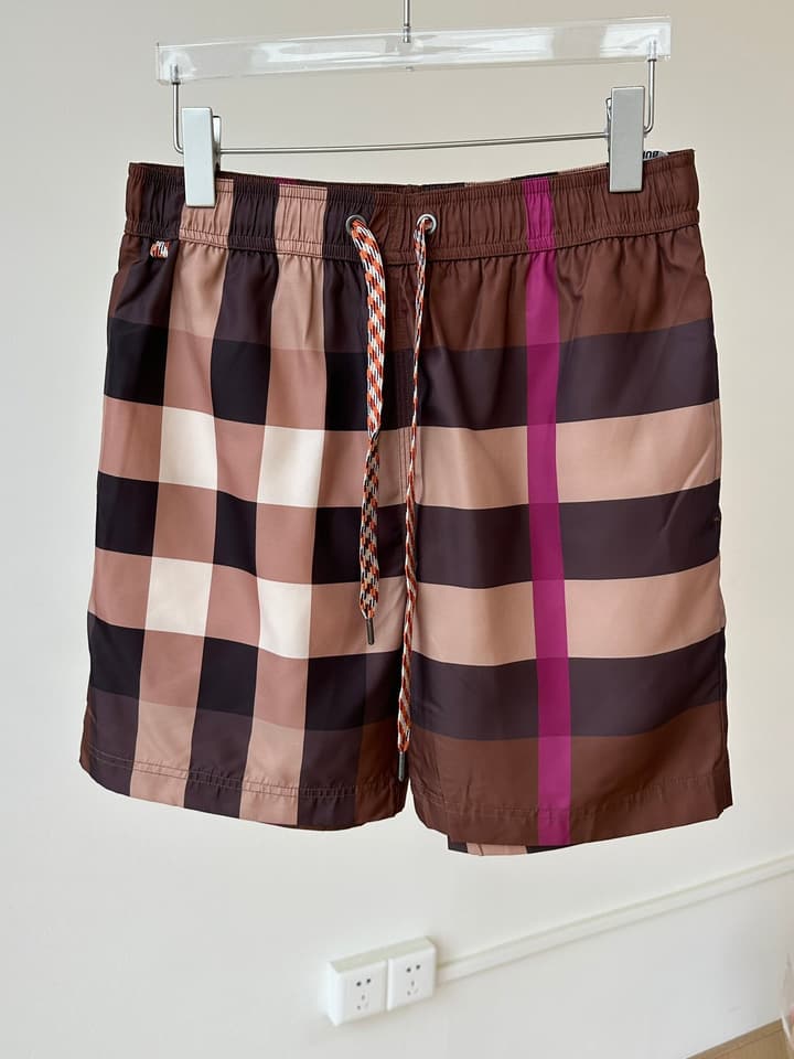 Burberry Plaid Drawstring Swim Trunks – Summer Collection in Beige