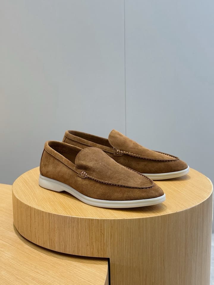 Loro Piana Italian Handmade Suede Driving Shoes in Black Suede