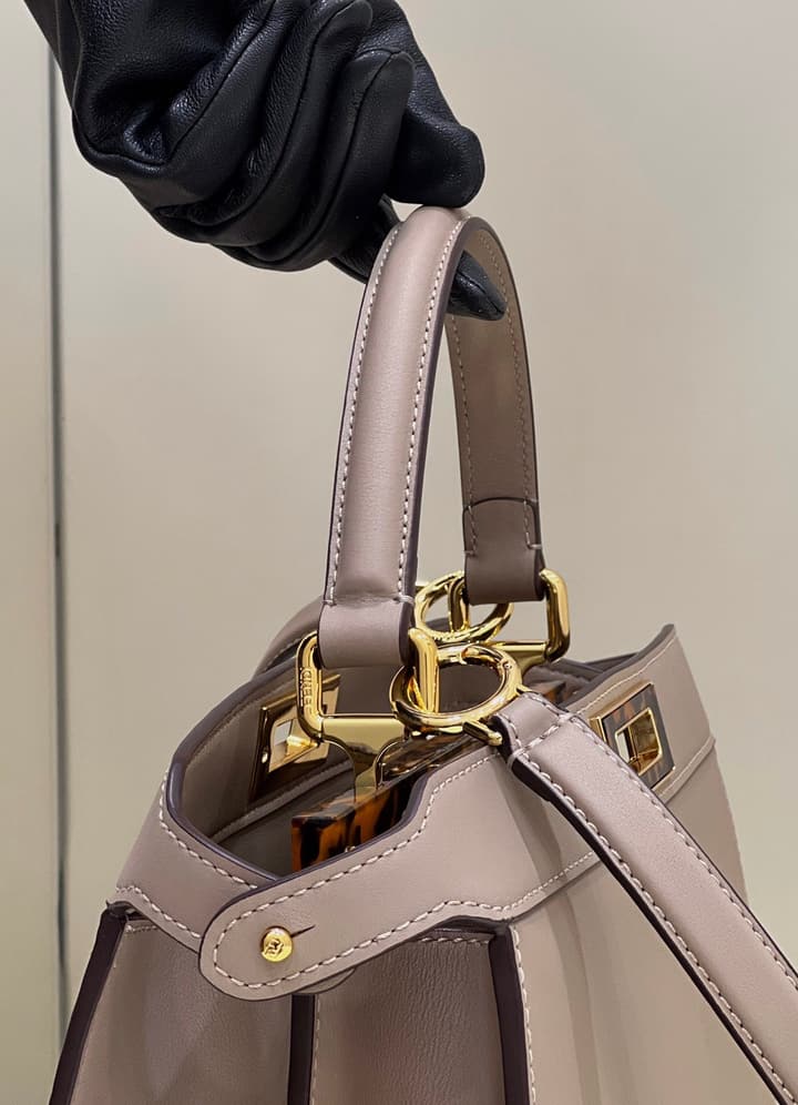 Fendi Peekaboo Accordion Handbag in Dove Grey Leather