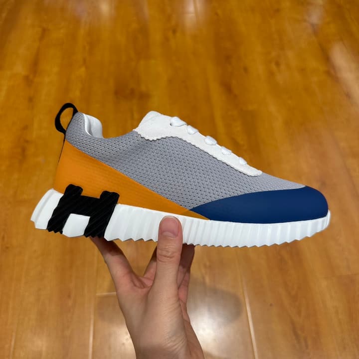 Hermès Bouncing Tech Mesh Sneakers in Black And White