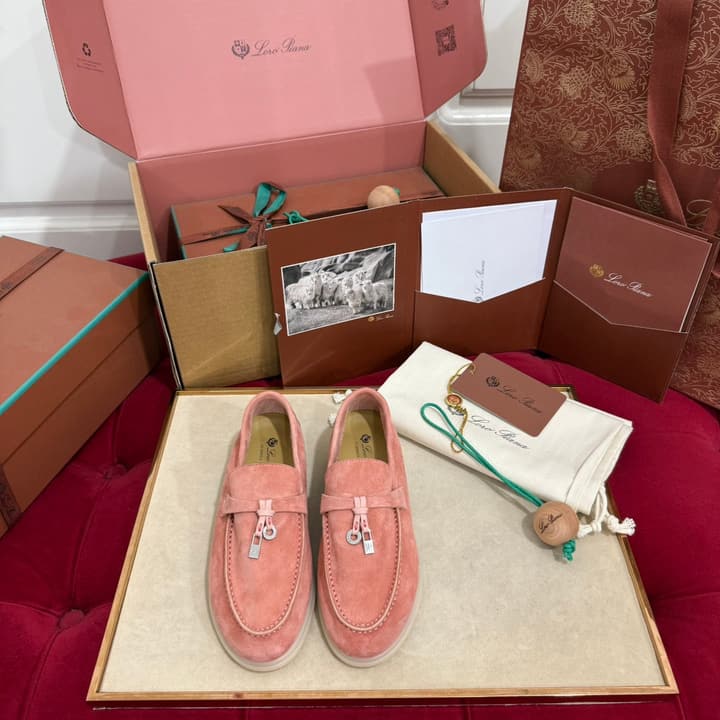 Loro Piana Summer Charms Walk Loafers – Kids Collection in Dusty Lavender Pink