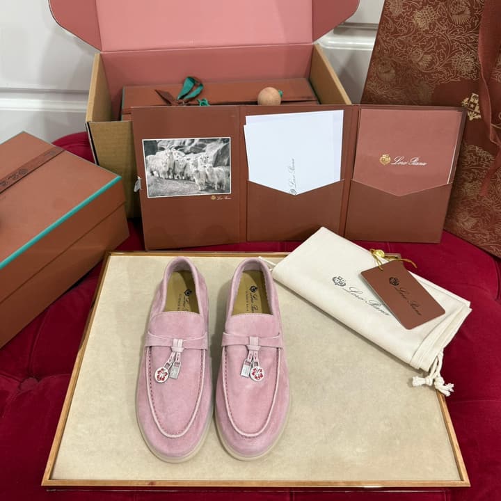Loro Piana Summer Charms Walk Loafers – Kids Collection in Dusty Lavender Pink