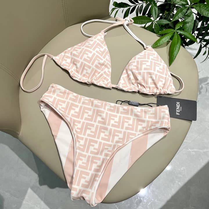 Fendi Versatile One-Piece Bikini Swimsuit in Brown Ff Logo Bikini