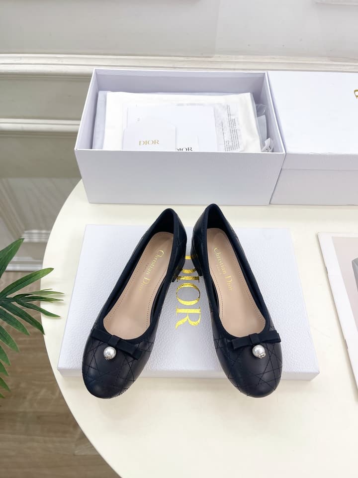 Dior Cannage Pearl Ballet Pumps – 2024 Spring/Summer Collection in Black