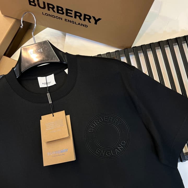 Burberry Micro-Logo Embroidered Cotton T-Shirt – Spring/Summer Collection in Black
