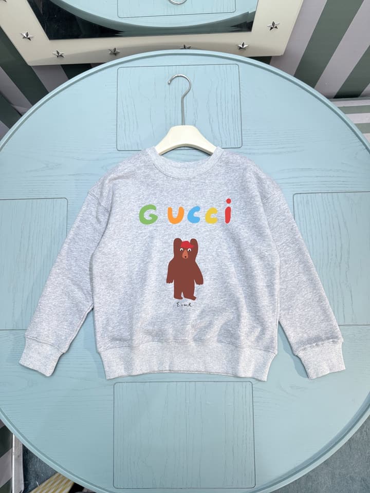 Gucci Kids Crewneck Sweatshirt – Kids Collection – 2025FW in Heather Grey Teddy Bear Sweatshirt