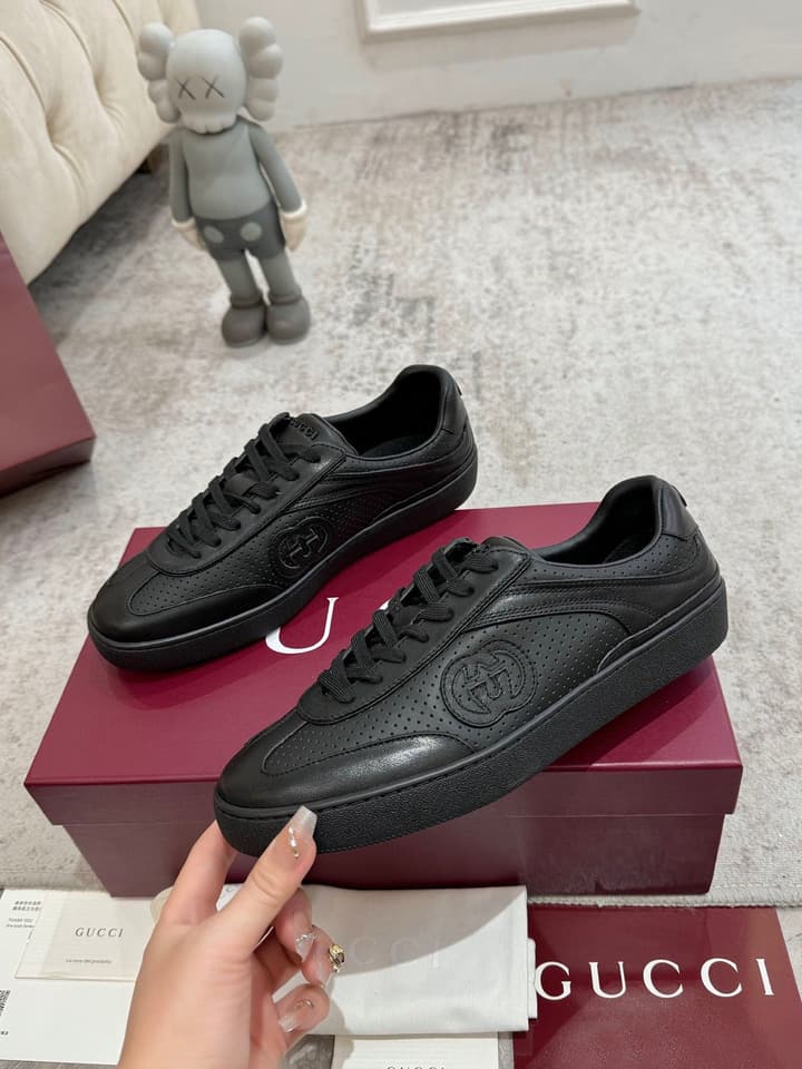 Gucci Retro German Training Sneakers in Black Monochromatic