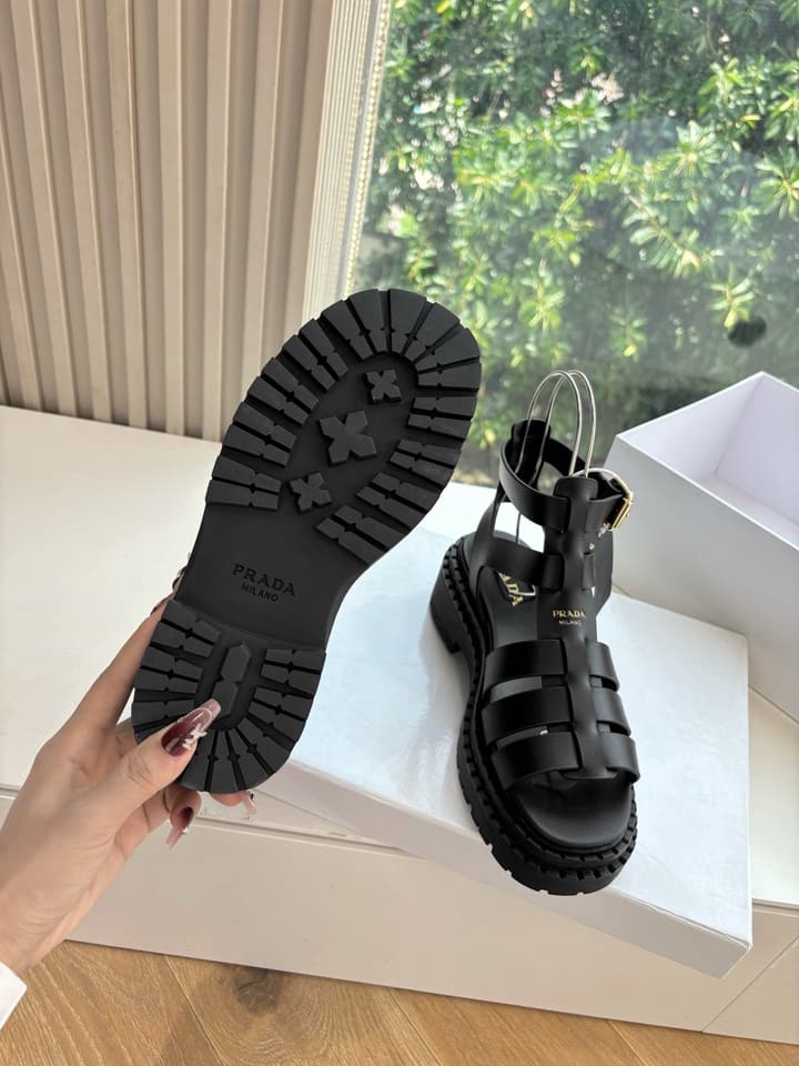 Prada 2025 Spring/Summer Cage Sandals in Black