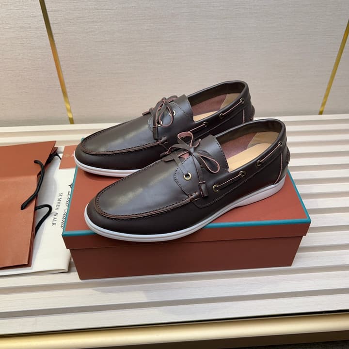 Loro Piana Moccasin Shoes – 2025 Collection in Navy Blue Leather