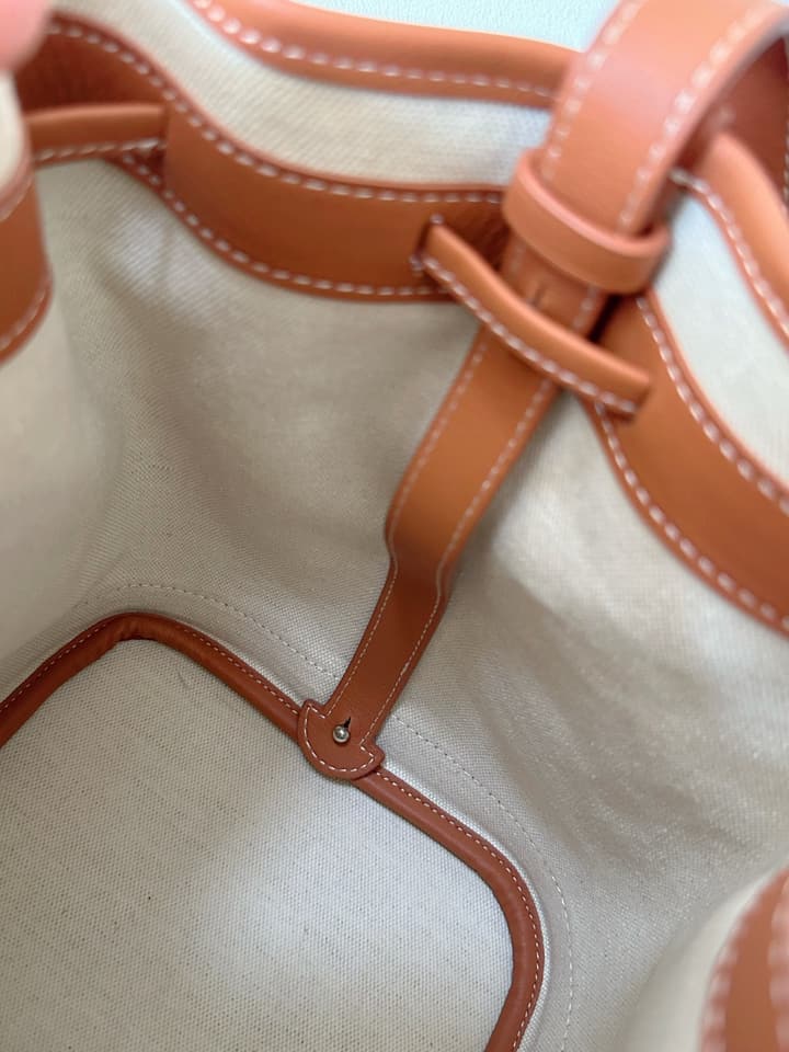 Goyard Petit Flot Bucket Bag in Black/grey Goyardine With Tan Trim