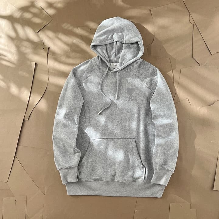 Ami Paris Ami de Coeur Macaron Zip Hoodie in Pastel Pink