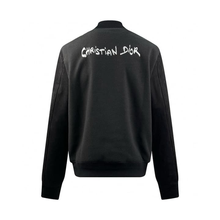 Dior Christian Embroidered Velvet Leather Baseball Jacket