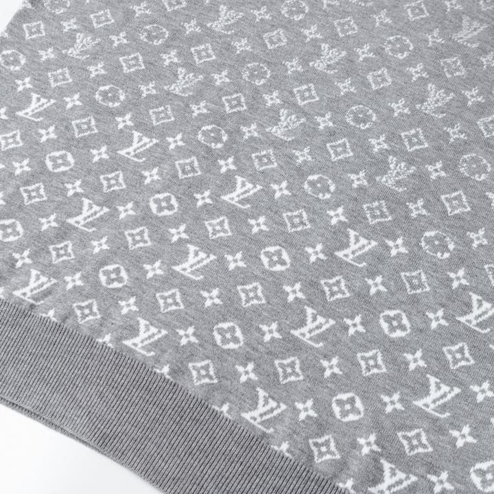 Louis Vuitton Crewneck Jacquard Logo Sweater in Grey Jacquard Sweater