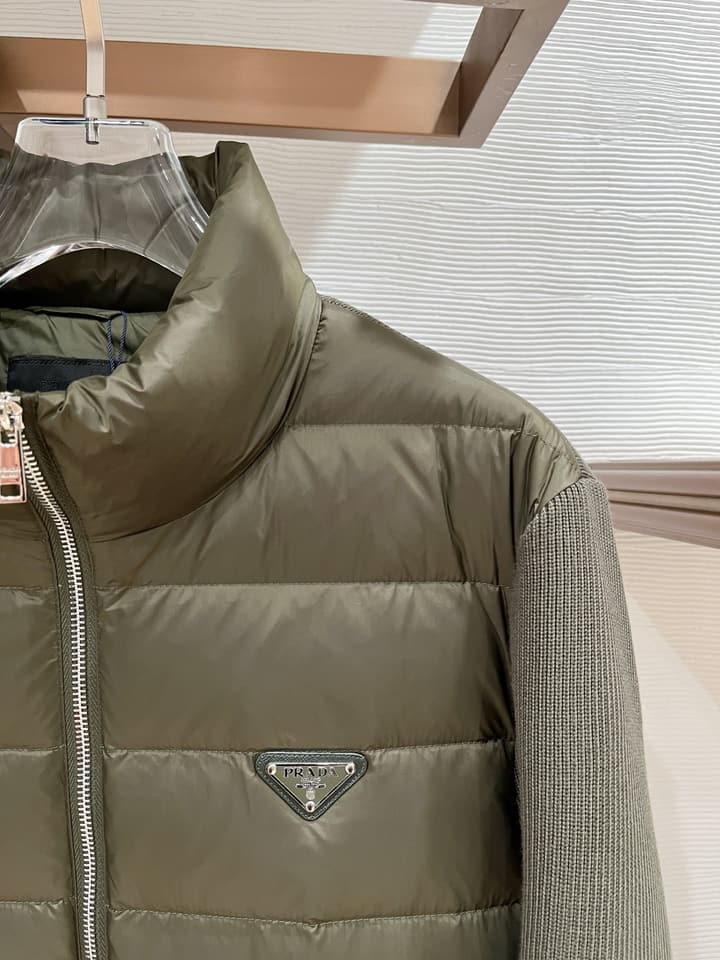 Prada Spliced Knit Down Jacket – FW2024 in Black Knit Down Jacket