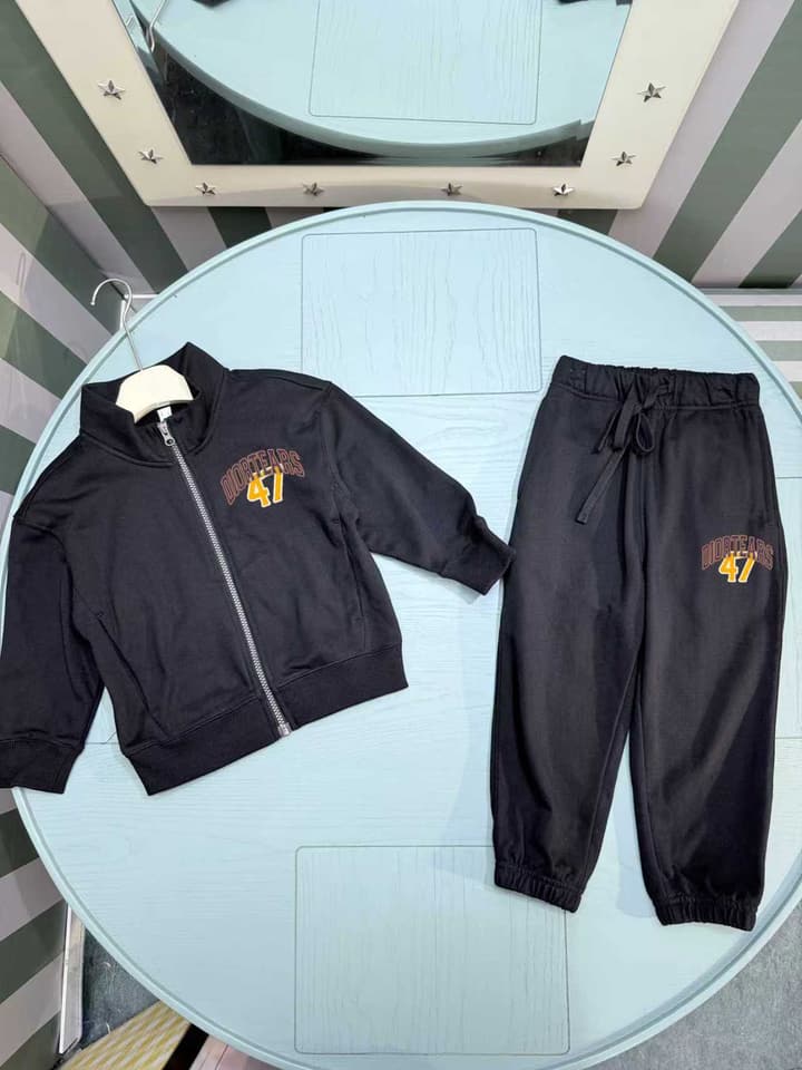 Dior High-End Kids Cardigan Sweatshirt Set – 2025AW in Black Pullover Set