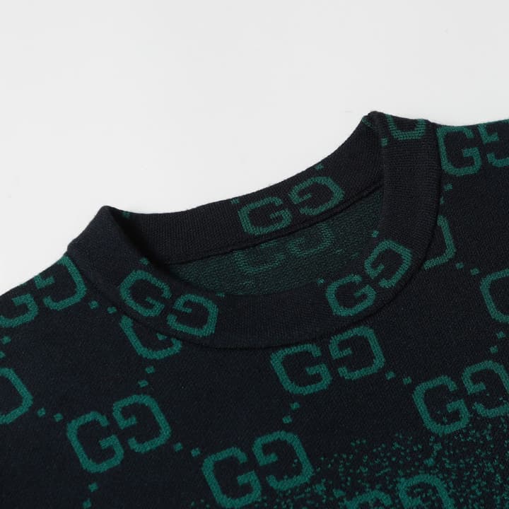 Gucci Logo Knit Crewneck Sweater in Green Gradient Logo Knit