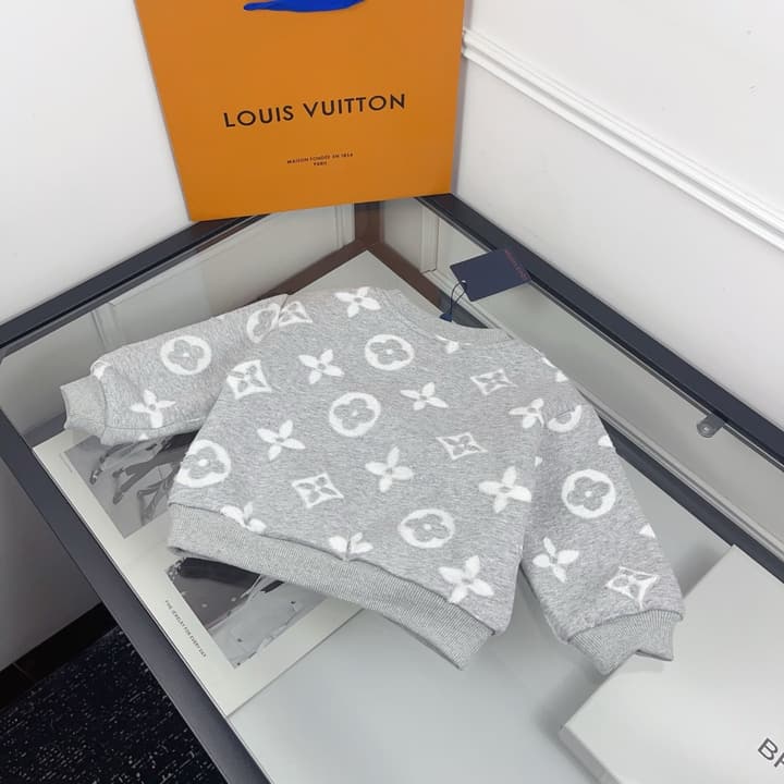 Louis Vuitton Kids Monogram Fleece Crewneck Sweater – Kids Collection in Light Gray Monogram