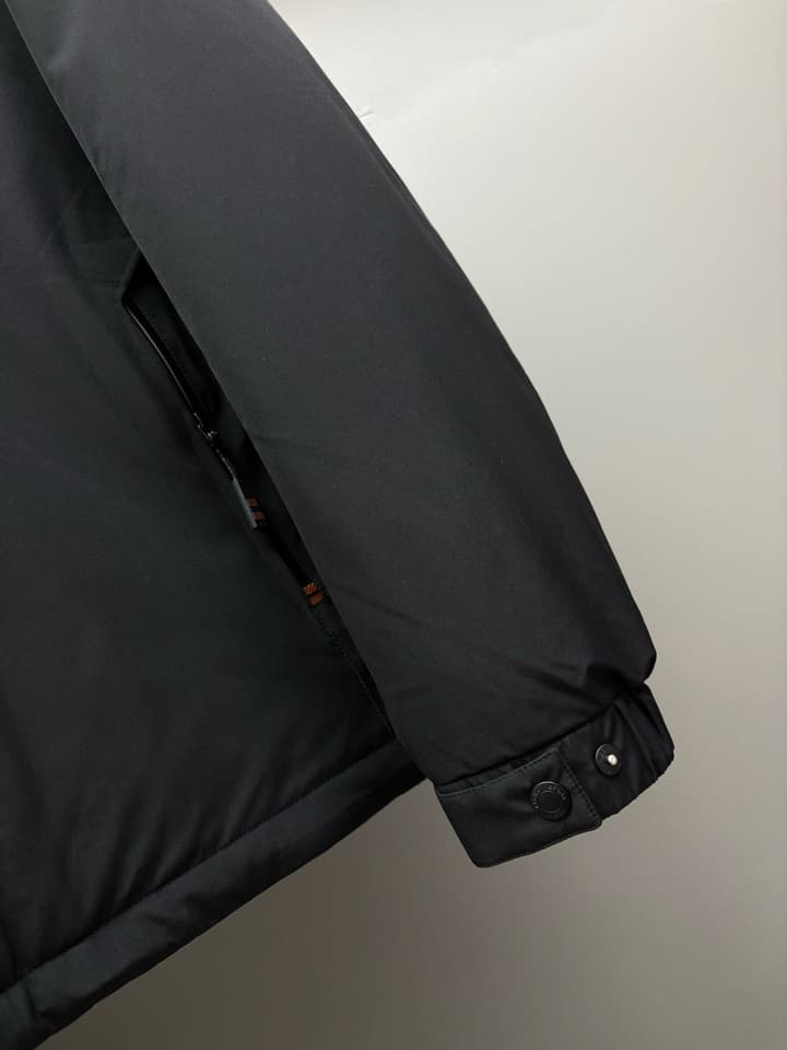 Zegna Letter Embroidered Down Jacket in Black