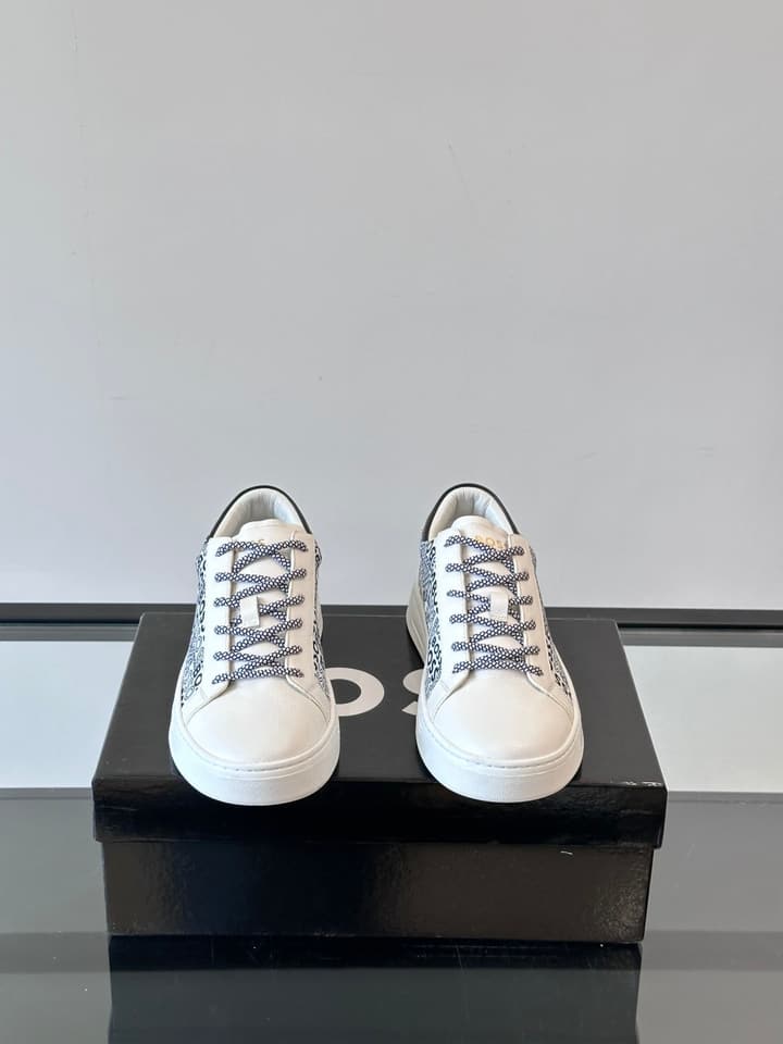 Boss Italian-Made Cupsole Sneakers in Black Patterned
