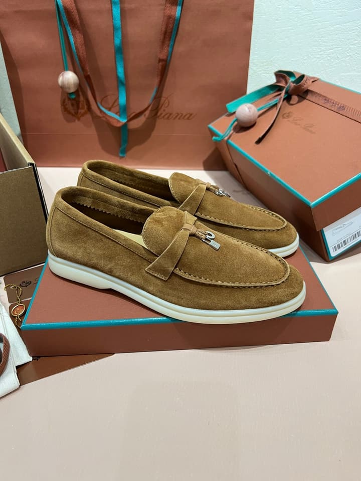 Loro Piana Caramel Suede Mules