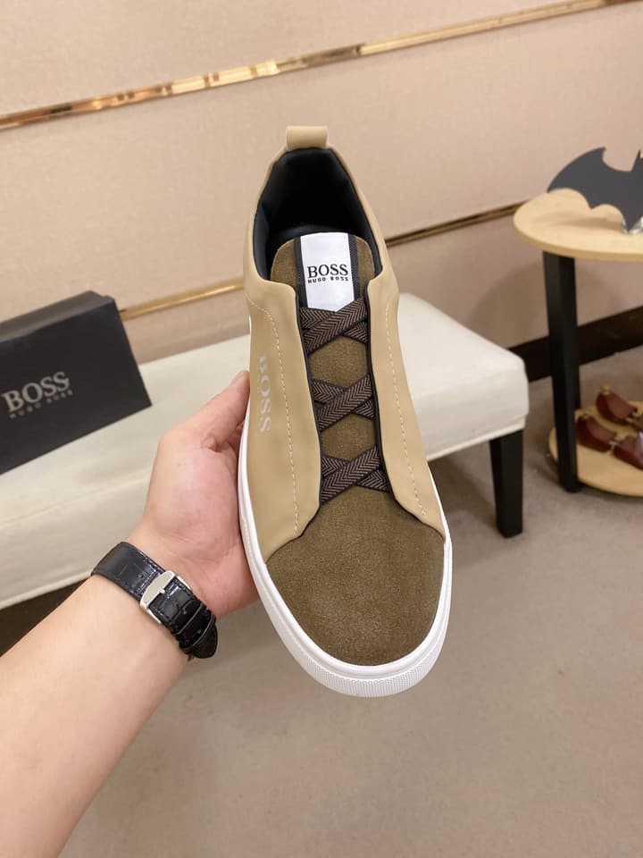Boss Casual Leather Loafers in Glossy Black Toe