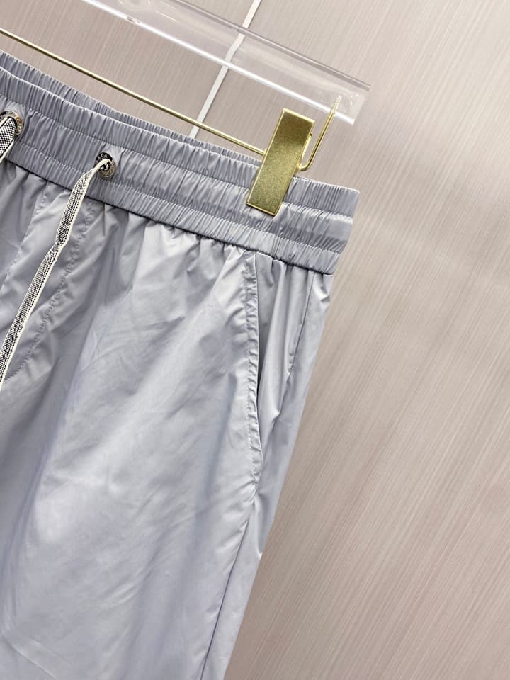 Prada Quick-Dry Drawstring Beach Shorts – 2026SS in Light Grey
