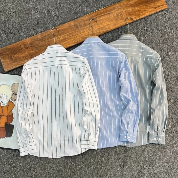 Moncler Striped Long Sleeve Shirt in Blue