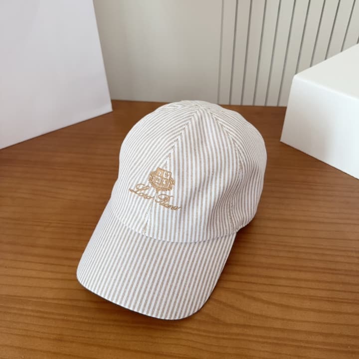Loro Piana Baseball Cap in Cream With Tan Logo