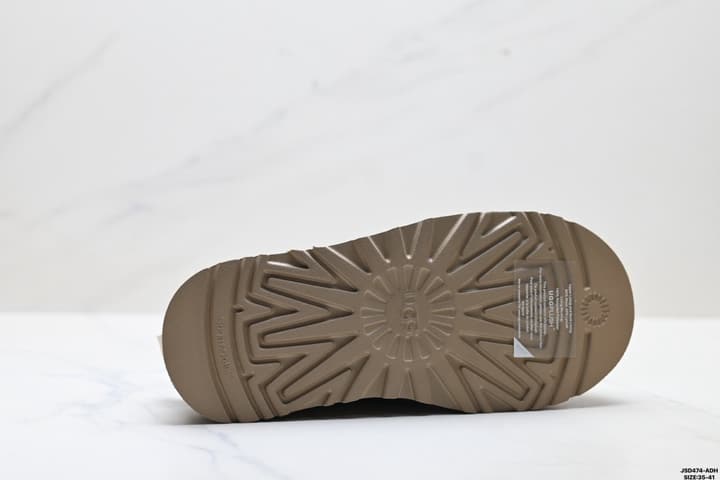UGG Tazz Slip-On Snow Boots in Chestnut Suede With Red Trim